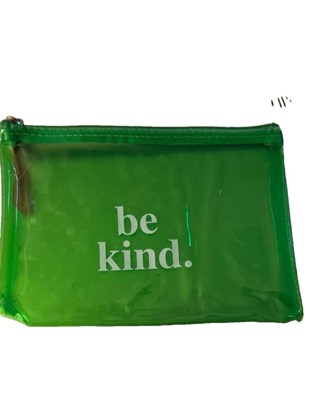 Cosmetic Toiletry Transparent Bag Be Kind Green new